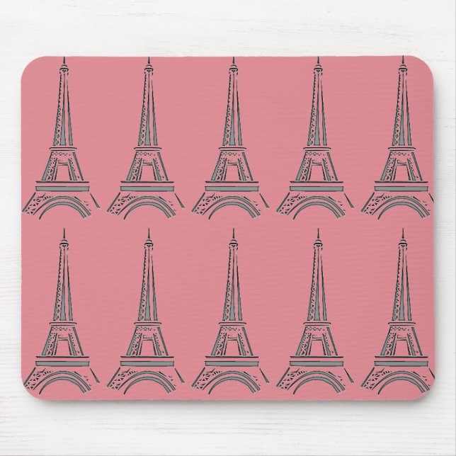 Mousepad Tema de Paris Rosa Mouse Torre Eiffel Francês (Frente)