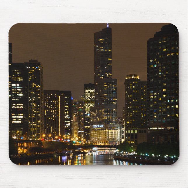 Mousepad Tempestade da Noite do Chicago River (Frente)