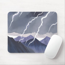 Mousepad Tempestade de Relâmpagos | Montanhas Escuras em Aq