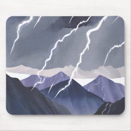 Mousepad Tempestade de Relâmpagos | Montanhas Escuras em Aq