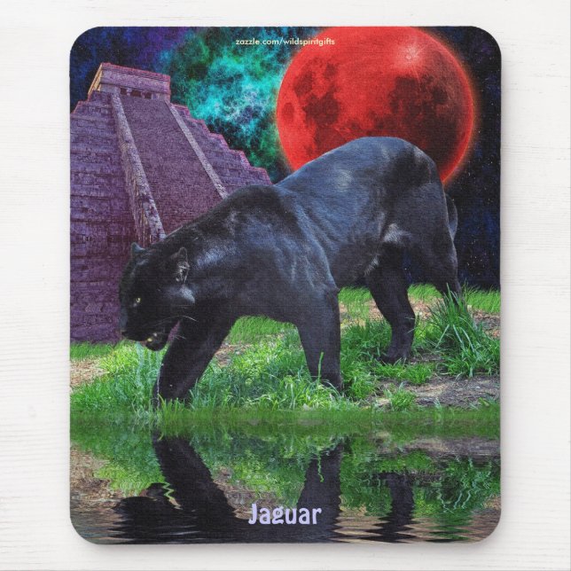 Mousepad Templo de Itza preto Jaguar e Chichen e Eclipse lu (Frente)