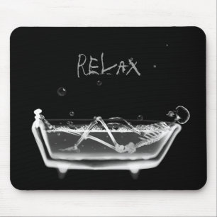 Mousepad Tempo de esqueleto do banho do raio X B&W - relaxe