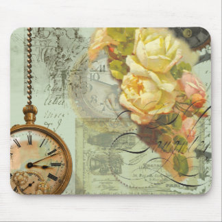 Mousepad Tempo de Steampunk e Rosas Amarelas