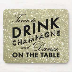 Mousepad Tempo para Beber Placa de Mouse Dourada Sparkly