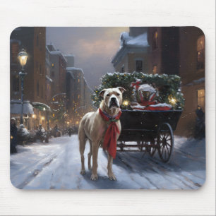 Mousepad Temporada Festiva de Natal do American Staffordshi