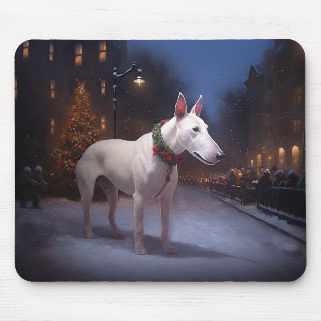Mousepad Temporada Festiva de Natal do Bull Terrier (Frente)