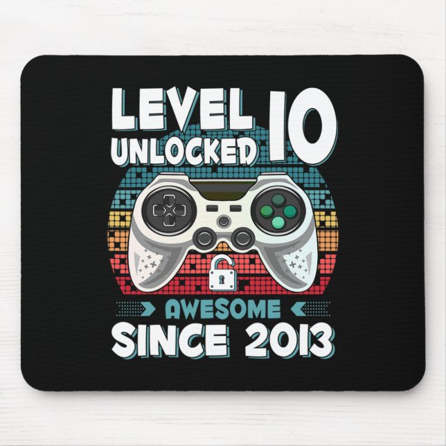 Mousepad Ten 10yr Bday Son Boy Funny Gamer 10th 10 Year Old (Frente)