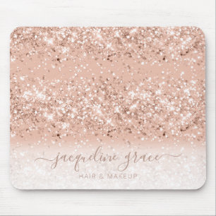 Mousepad Tendência Brilhante Pincel Rosa Dourado Cabelo de
