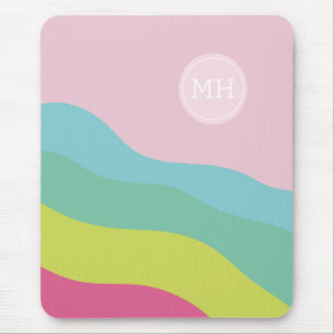 Mousepad Tendência do arco-íris monograma personalizada col