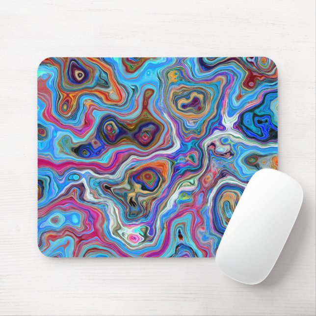 Mousepad Tendência do padrão azul elegante moderno do mármo (Com mouse)