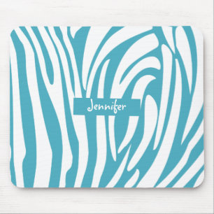 Mousepad Tendência do Padrão de Zebra Striped Turquoise Mon