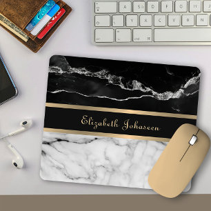 Mousepad Tendência moderna, Douradas faixas de mármore pret