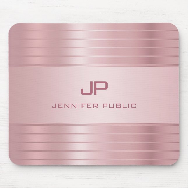 Mousepad Tendência Rosa Cor Dourada Elegante Modelo moderno (Frente)