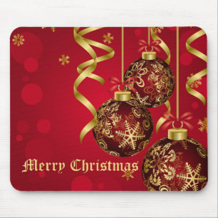 Mousepad Tendência Vermelho Festivo e Enfeites de natal Our