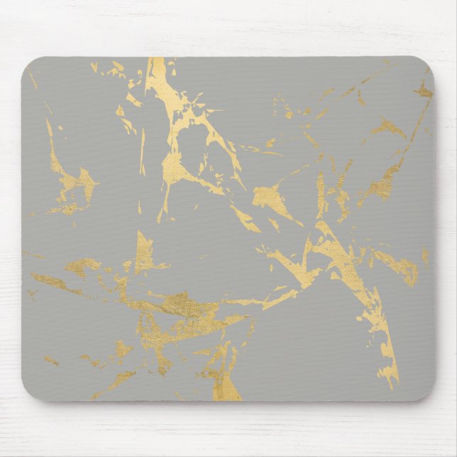Mousepad Tendy Dourado Marble Patterno na Cinza (Frente)