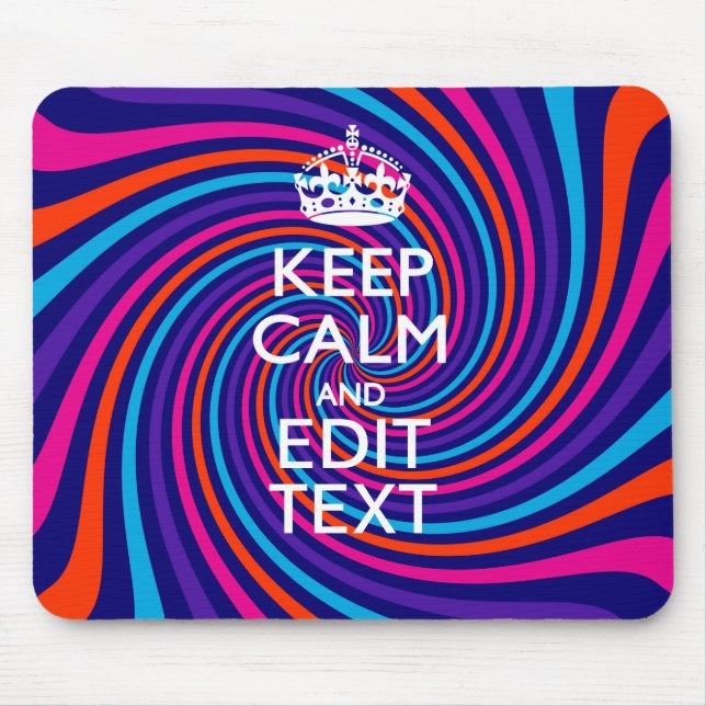 Mousepad Tenha calma dizendo em espiral multicolorido (Frente)