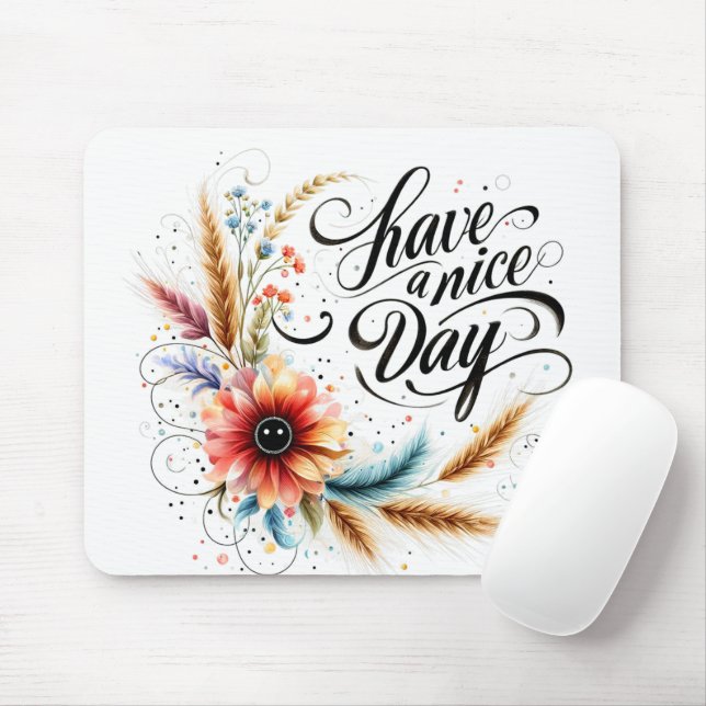 Mousepad Tenha um bom dia floral (Com mouse)
