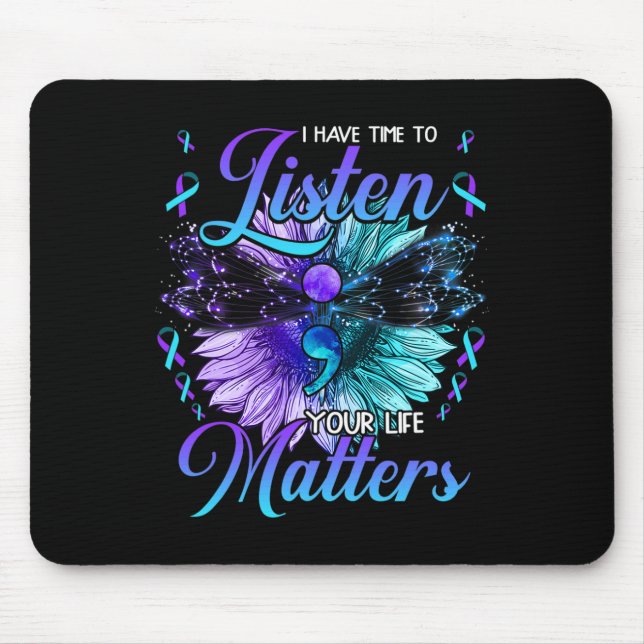 Mousepad Ter Tempo Para Ouvir A Consciência Da Prevenção Do (Frente)