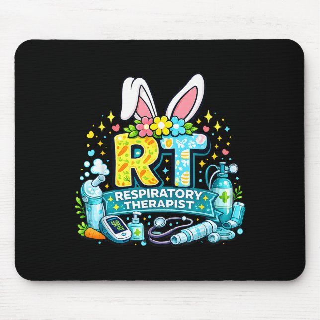 Mousepad Terapeuta respiratório coelho da páscoa engraçado  (Frente)