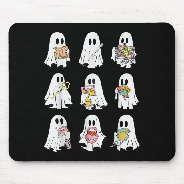 Mousepad Terapia da Fala do Fantasma do Halloween Slp Retro (Frente)
