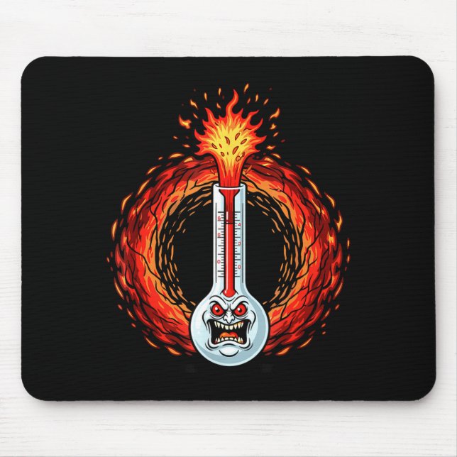 Mousepad Termômetro furiosamente irritado calor extremo rai (Frente)