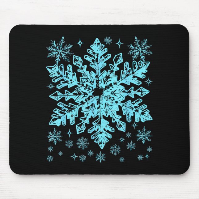 Mousepad Ternos de Natal de Floco de Neve Azul de Inverno X (Frente)