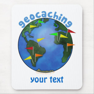 Mousepad Terra azul com costume de Geocaching das bandeiras