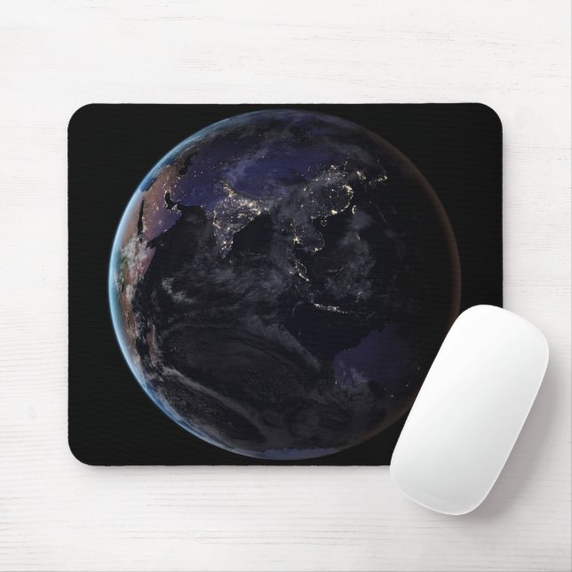 Mousepad Terra De cheio Mostrando As Luzes Da Cidade Da Ási (Com mouse)