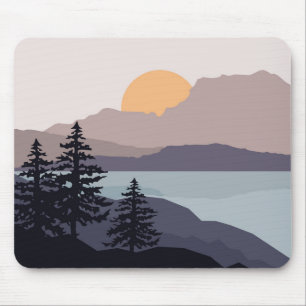 Mousepad Terra do nascer do sol do lago Colorir Mountain