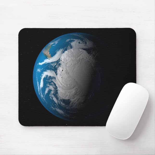 Mousepad Terra Inteira Mostrando Nuvens Simuladas Sobre A A (Com mouse)