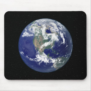Mousepad Terra inteiramente iluminada centrada em America