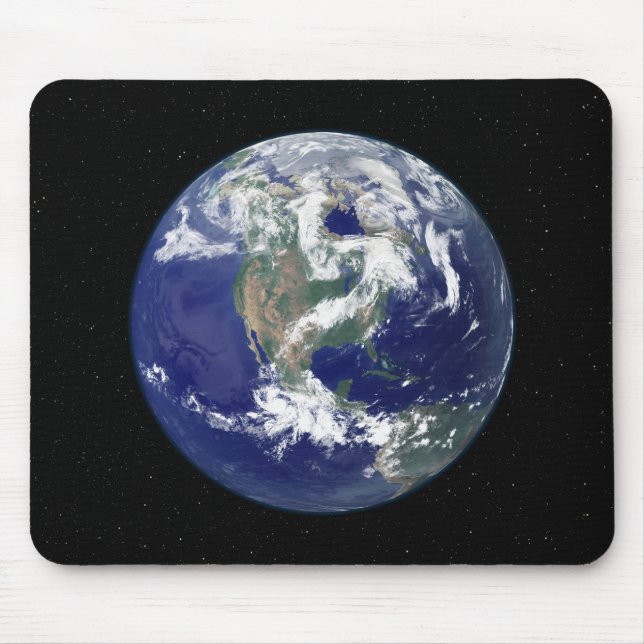 Mousepad Terra totalmente iluminada centrada na América do  (Frente)
