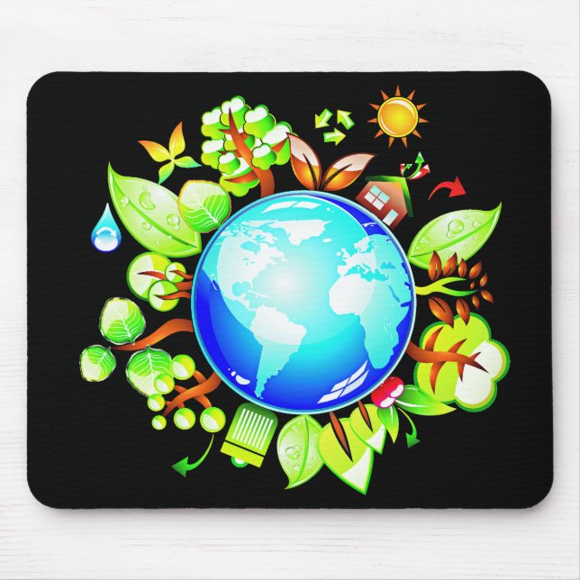 Mousepad Terra verde Eco amigável para o Dia da Terra (Frente)