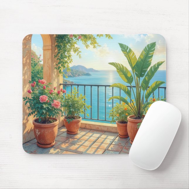 Mousepad Terraço Ensolarado à Beira-Mar (Com mouse)