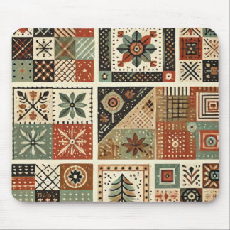 Mousepad Terracotta Patchwork Quilt Rustic Floral Desk