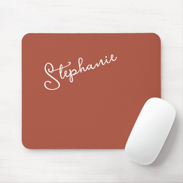 Mousepad Terracotta Personalized Minimalist Script Name  (Com mouse)