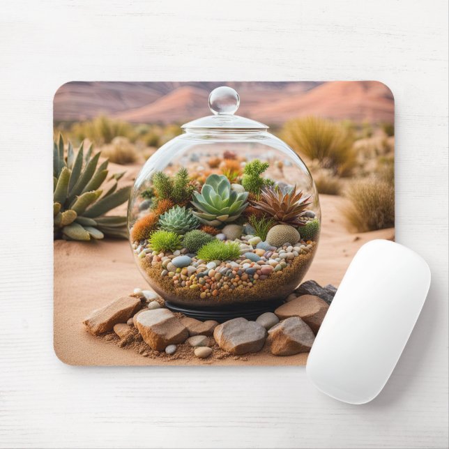 Mousepad Terrário Do Deserto E Cactus (Com mouse)