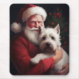 Mousepad Terrier Branco do West Highland Papai Noel Natal