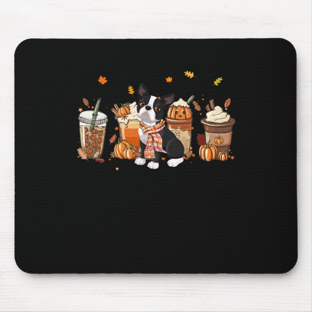 Mousepad Terrier Pumpkin Spice Latino Cachorro de outono Fe (Frente)