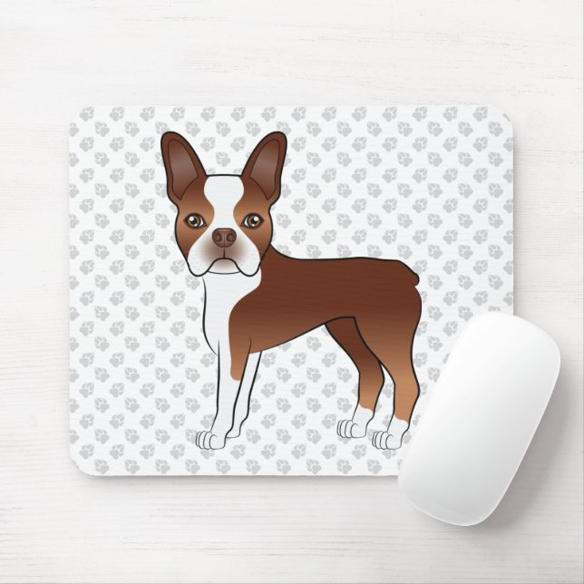 Mousepad Terrier Vermelho de Boston Desenho de Cachorro de  (Com mouse)