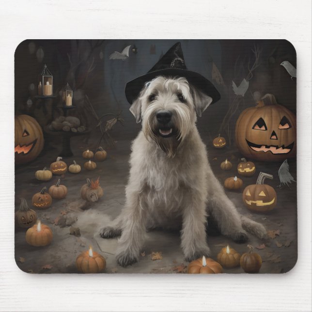 Mousepad Terror de Halloween das Abóboras do Wheaten Terrie (Frente)