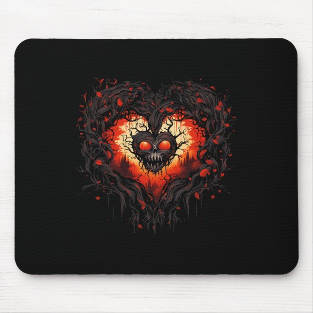 Mousepad Terror Fantasma Coração Vermelho Caveira Assustado (Frente)