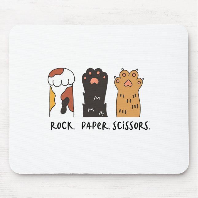 Mousepad Tesoura De Papel De Gato Engraçado Pinças De Gato  (Frente)