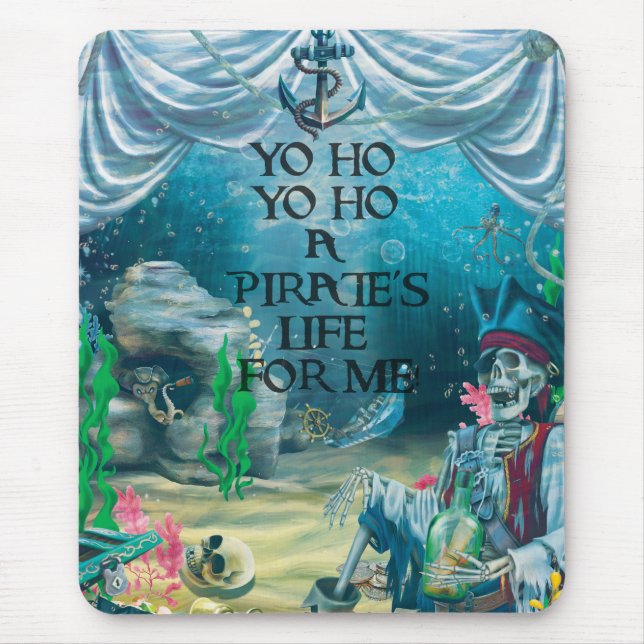Mousepad Tesouro do Esqueleto Pirata Sob O Mar (Frente)