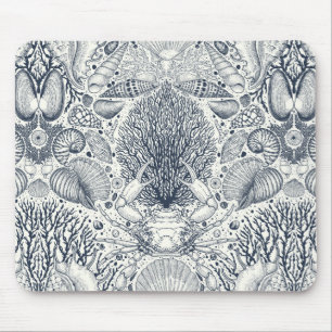 Mousepad Tesouros de praia, conchas marinhas, caranguejo, c