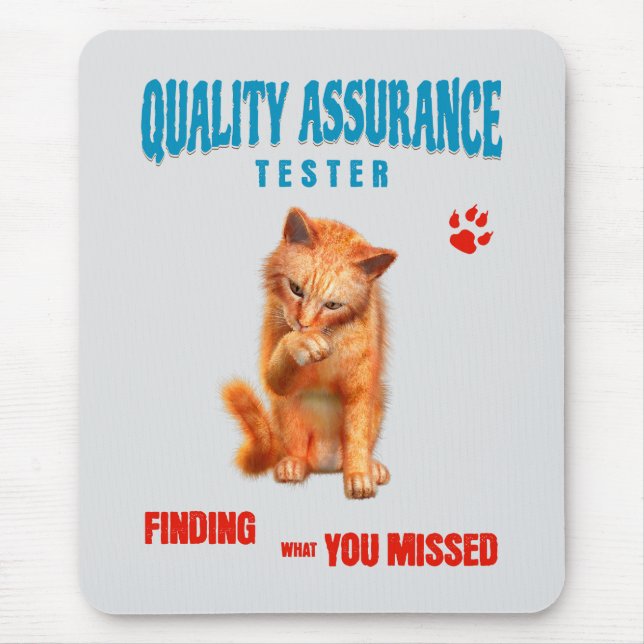 Mousepad Testador de QA Humor de Gato (Frente)