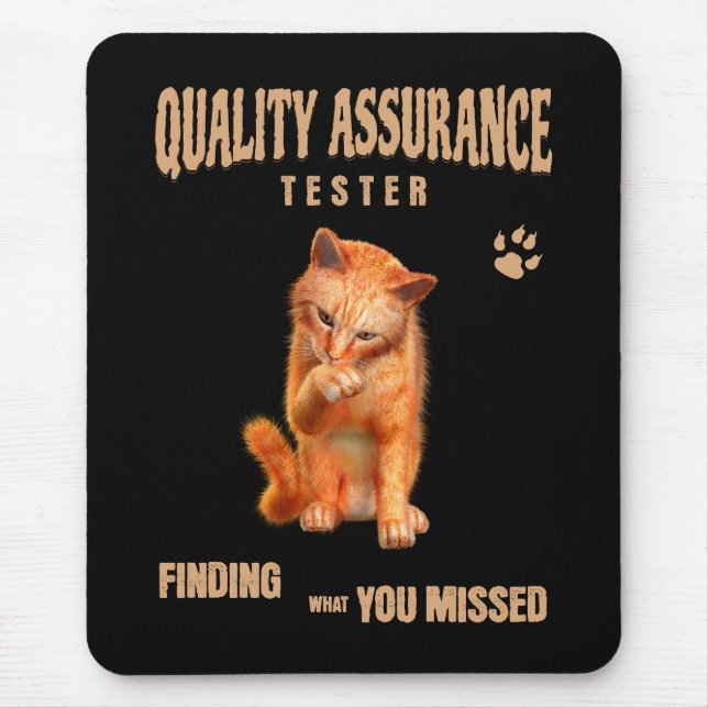 Mousepad Testador de QA Humor de Gato (Frente)