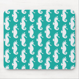 Mousepad Teste padrão 1 do cavalo marinho da cerceta