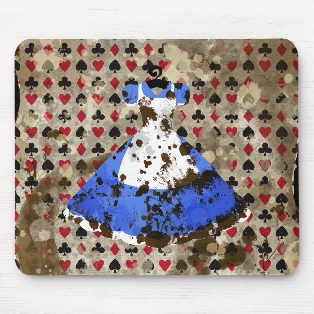 Mousepad Teste padrão afligido de Alice do país das (Frente)