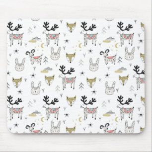 Mousepad Teste padrão animal do Doodle da floresta bonito